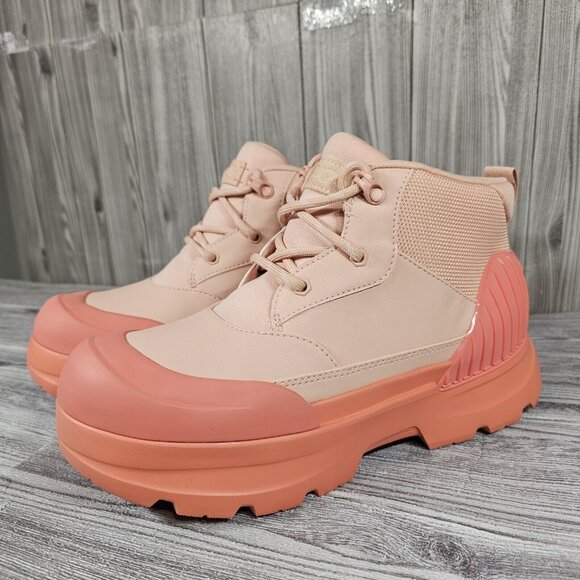 UGG NEUMEL X PEACH TEXTILE LEATHER WATERPROOF RAIN BOOTS - WOMEN'S SIZE 9 - Picture 1 of 16